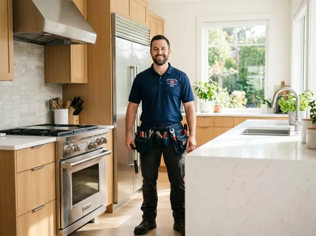 Appliance Repair Hero technician in a Bloomingdale, IL kitchen after an appliance repair